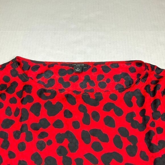 Ann Taylor Blouse Animal Print Long Sleeve Flowy Lightweight Top PS Petites - Picture 4 of 12